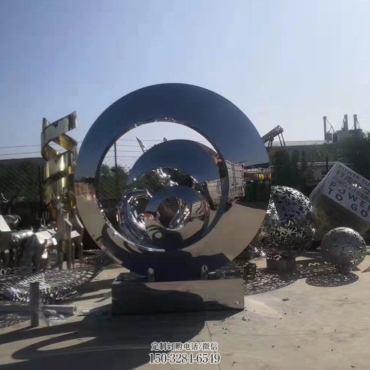 步行街圓環(huán)雕塑，鍛造景觀雕塑，鏤空方式