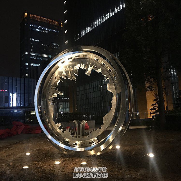 戶外圓環(huán)雕塑通用，多彩藝術(shù)，不銹鋼圓環(huán)雕塑供應(yīng)