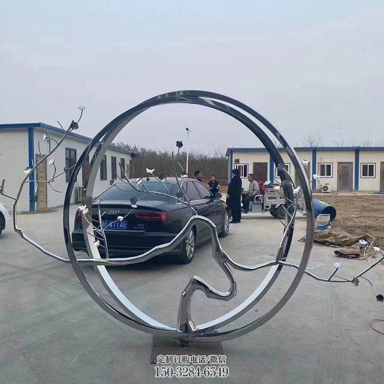 圓環(huán)雕塑，鏤空景觀雕塑，抽象效果