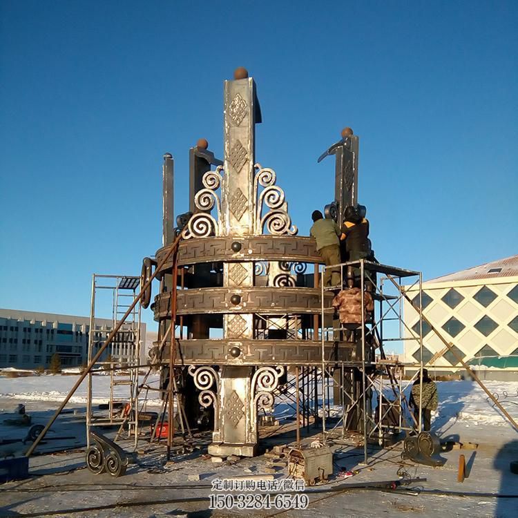 安裝地產(chǎn)城市建筑雕塑，不銹鋼景觀裝飾雕塑