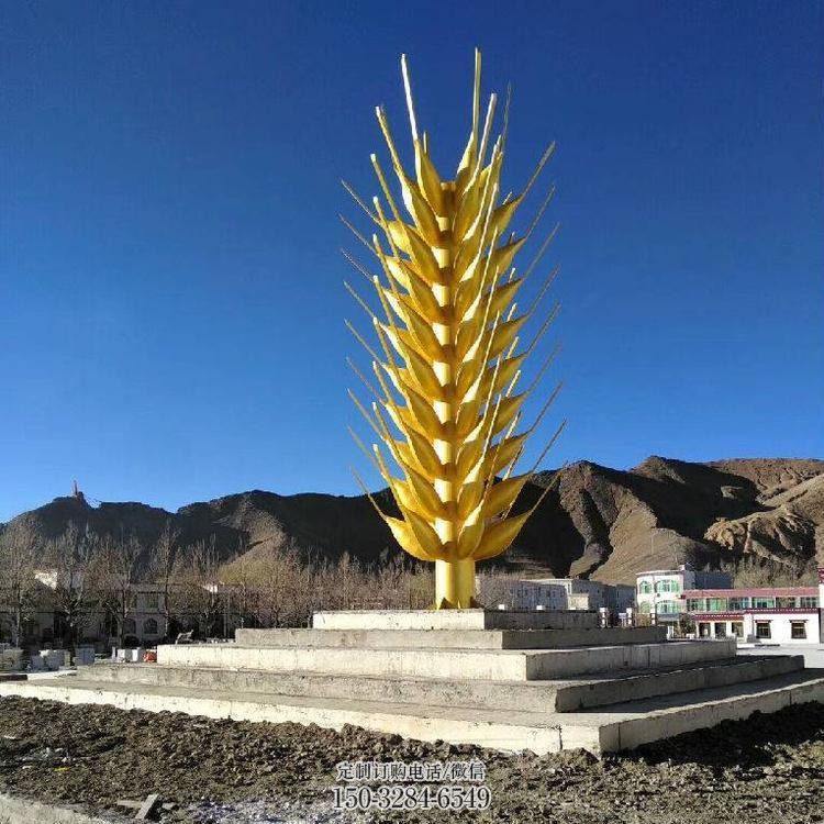 麥穗景觀雕塑，農(nóng)作物標(biāo)識雕塑，不銹鋼城市植物雕塑