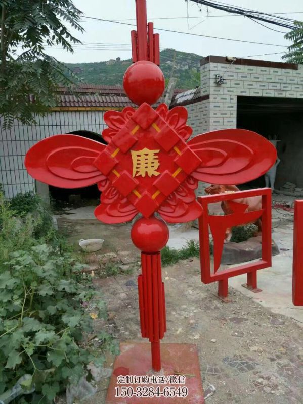 城市中國結(jié)雕塑廠家，烤漆工藝制作，民俗文化標(biāo)識(shí)
